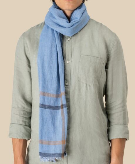Spasso Blue Double Striped Scarf Thumbnail