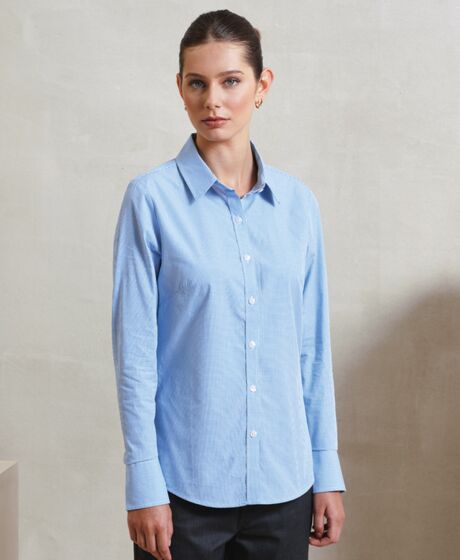 Premier Ladies Gingham Long Sleeve Shirt Thumbnail