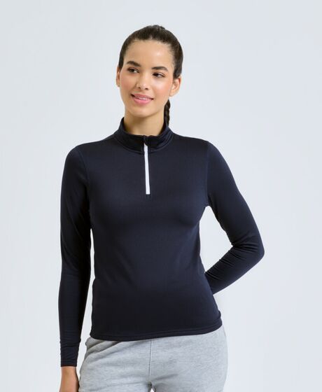 Women’s TriDri® recycled long sleeve brushed back ¼ zip top Thumbnail